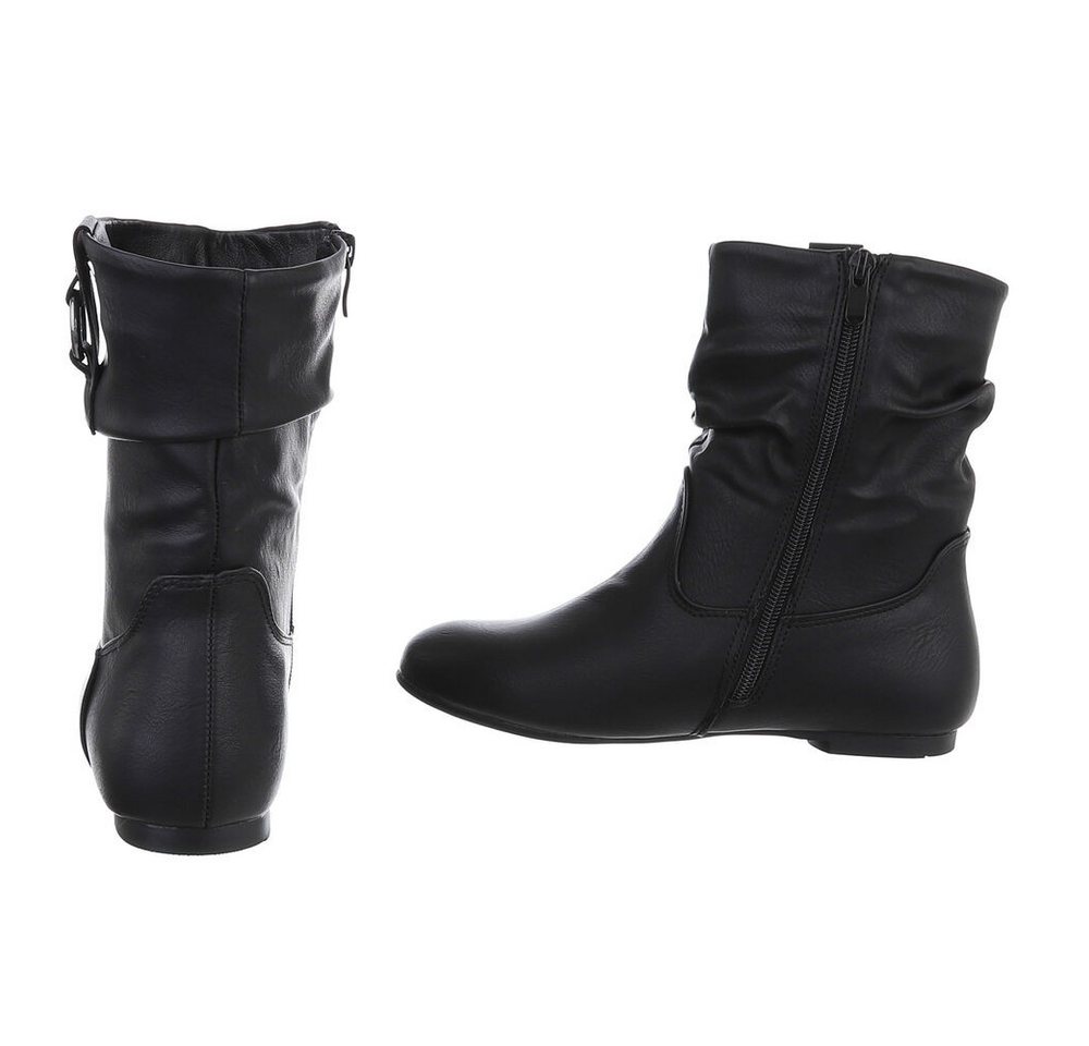 Ital-Design Damen Freizeit Stiefelette (88519477) Blockabsatz Flache Stiefeletten in Schwarz – Bild 5 von 5