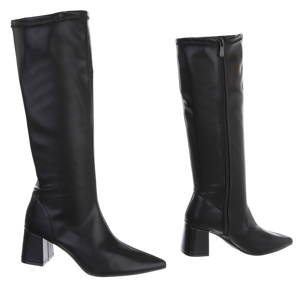 Ital-Design Damen Langschaftstiefel mit Blockabsatz, knielang Stiefel (92214190) Blockabsatz Stiefel in Schwarz – Bild 4 von 5