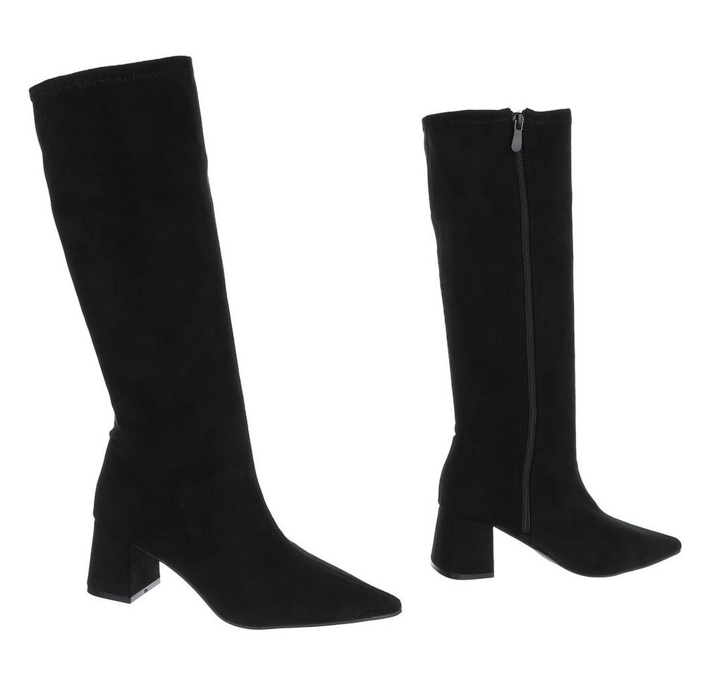 Ital-Design Damen Langschaftstiefel mit Blockabsatz, knielang Stiefel (92214210) Blockabsatz Stiefel in Schwarz – Bild 4 von 5