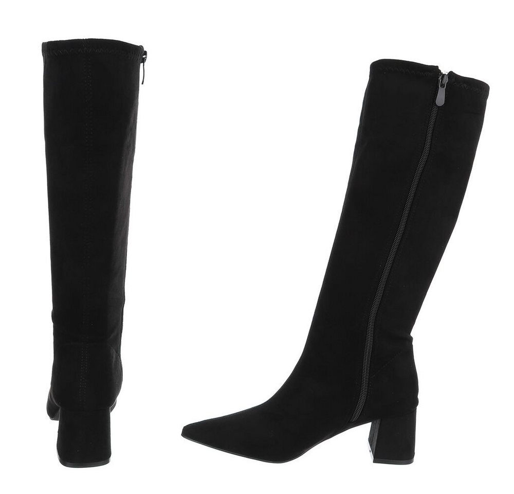 Ital-Design Damen Langschaftstiefel mit Blockabsatz, knielang Stiefel (92214210) Blockabsatz Stiefel in Schwarz – Bild 5 von 5