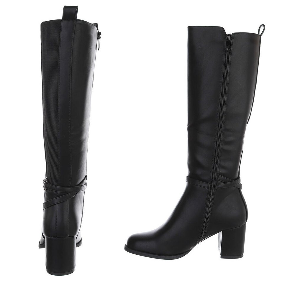 Ital-Design Damen Langschaftstiefel mit Blockabsatz und Zierdetail Stiefel (92299843) Blockabsatz Stiefel in Schwarz – Bild 5 von 5