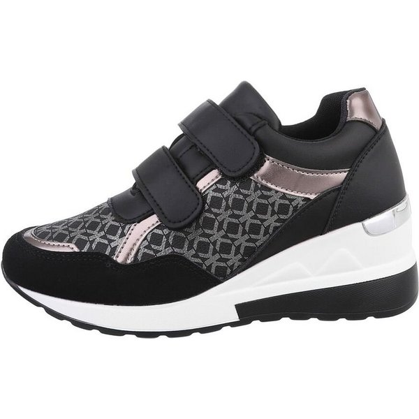 Ital-Design Damen Low-Top Freizeit Sneaker (85698454) Keilabsatz/Wedge Sneakers Low in Schwarz