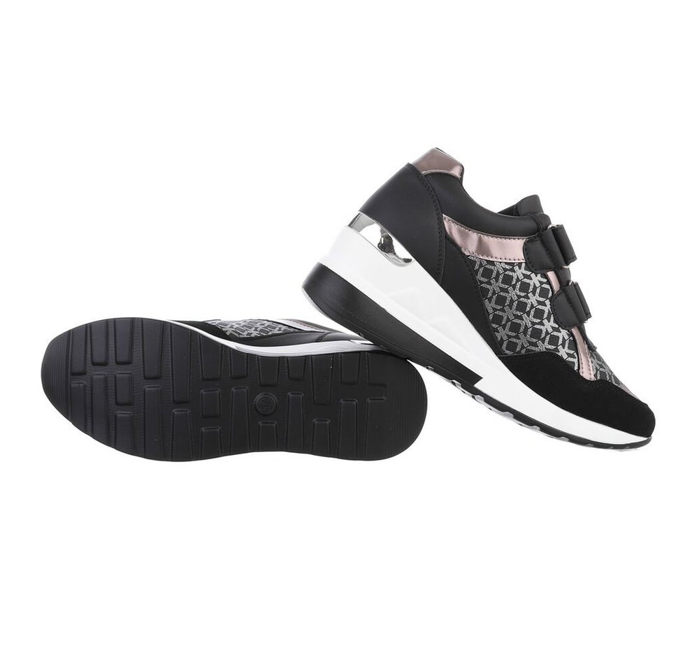 Ital-Design Damen Low-Top Freizeit Sneaker (85698454) Keilabsatz/Wedge Sneakers Low in Schwarz – Bild 2 von 4