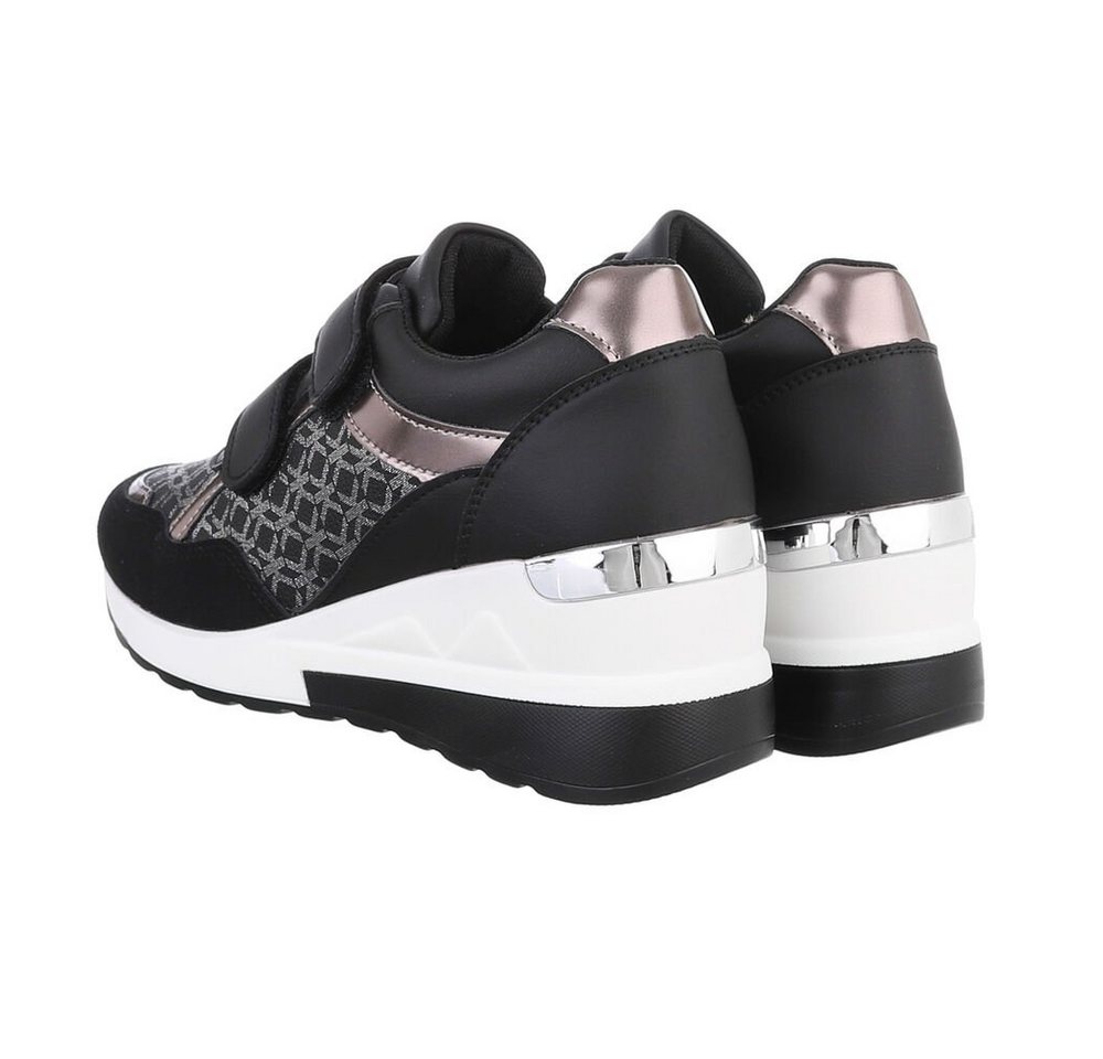 Ital-Design Damen Low-Top Freizeit Sneaker (85698454) Keilabsatz/Wedge Sneakers Low in Schwarz – Bild 3 von 4