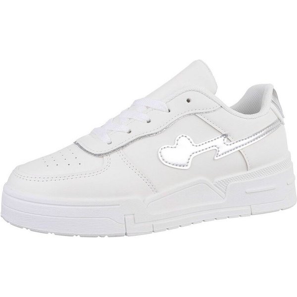Ital-Design Damen Low-Top Freizeit Sneaker (86188026) Keilabsatz/Wedge Sneakers Low in Weiß