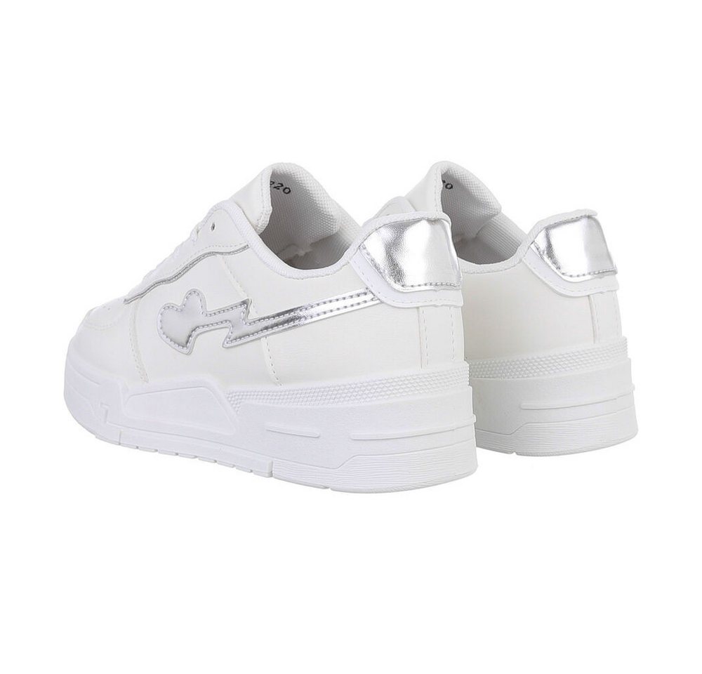 Ital-Design Damen Low-Top Freizeit Sneaker (86188026) Keilabsatz/Wedge Sneakers Low in Weiß – Bild 3 von 5