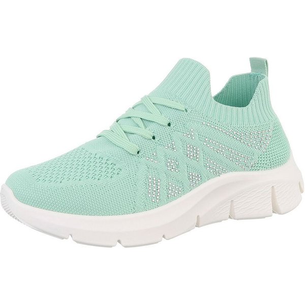 Ital-Design Damen Low-Top Freizeit Sneaker (86527315) Keilabsatz/Wedge Sneakers Low in Hellgrün