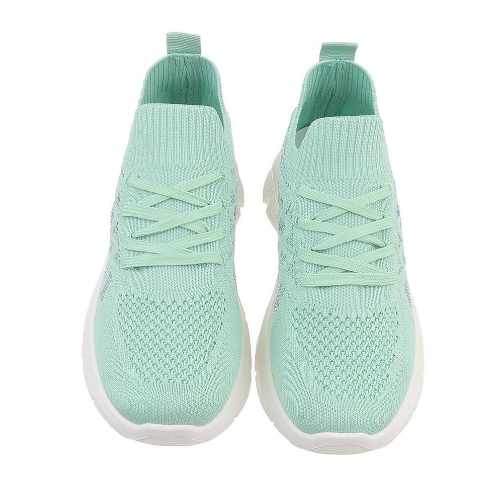 Ital-Design Damen Low-Top Freizeit Sneaker (86527315) Keilabsatz/Wedge Sneakers Low in Hellgrün – Bild 4 von 4