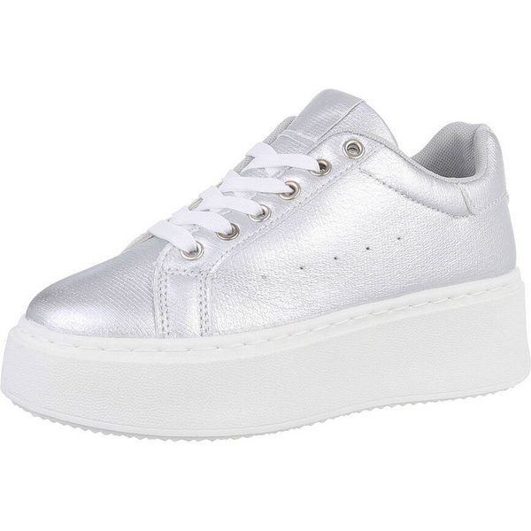 Ital-Design Damen Low-Top Freizeit Sneaker (87531703) Keilabsatz/Wedge Sneakers Low in Silber