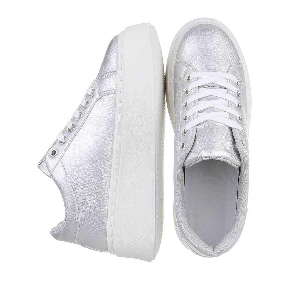 Ital-Design Damen Low-Top Freizeit Sneaker (87531703) Keilabsatz/Wedge Sneakers Low in Silber – Bild 2 von 5