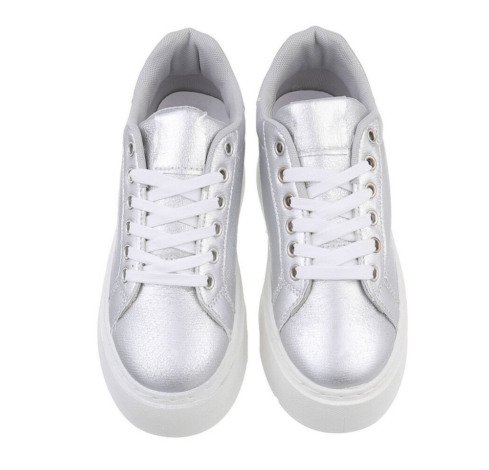 Ital-Design Damen Low-Top Freizeit Sneaker (87531703) Keilabsatz/Wedge Sneakers Low in Silber – Bild 4 von 5
