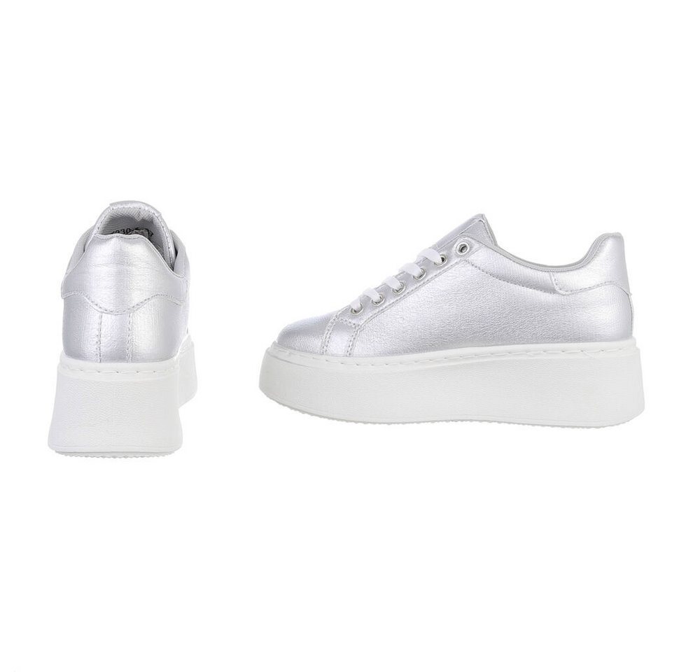 Ital-Design Damen Low-Top Freizeit Sneaker (87531703) Keilabsatz/Wedge Sneakers Low in Silber – Bild 5 von 5