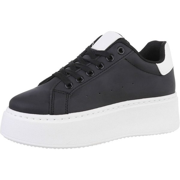 Ital-Design Damen Low-Top Freizeit Sneaker (87531721) Keilabsatz/Wedge Sneakers Low in Schwarz