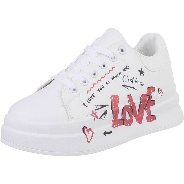 Ital-Design Damen Low-Top Freizeit Sneaker (88519147) Flach Sneakers Low in Weiß