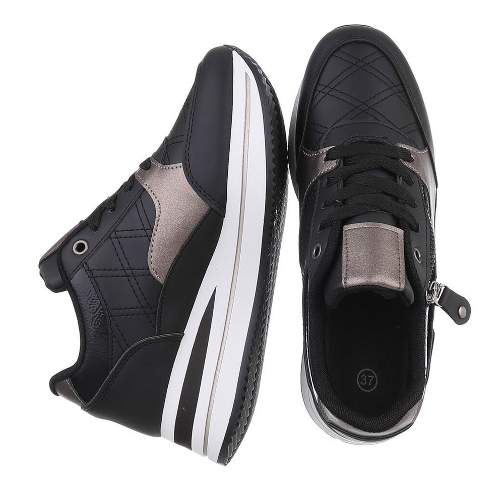 Ital-Design Damen Low-Top Freizeit Sneaker (88671434) Keilabsatz/Wedge Sneakers Low in Schwarz – Bild 2 von 5