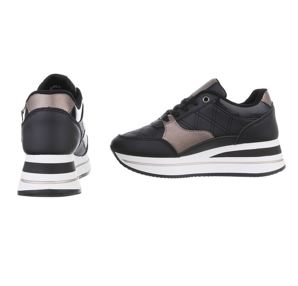 Ital-Design Damen Low-Top Freizeit Sneaker (88671434) Keilabsatz/Wedge Sneakers Low in Schwarz – Bild 5 von 5