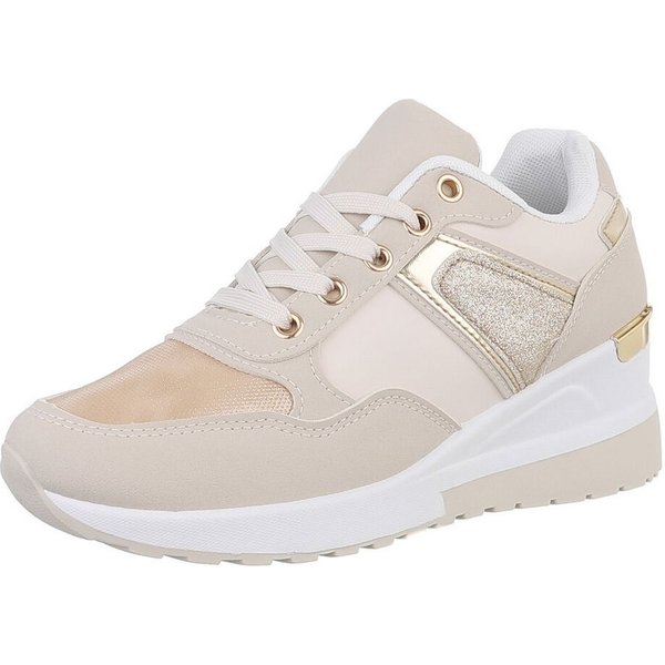 Ital-Design Damen Low-Top Freizeit Sneaker (88671650) Keilabsatz/Wedge Sneakers Low in Beige