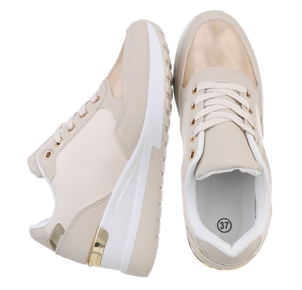 Ital-Design Damen Low-Top Freizeit Sneaker (88671650) Keilabsatz/Wedge Sneakers Low in Beige – Bild 2 von 5