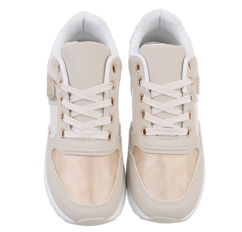 Ital-Design Damen Low-Top Freizeit Sneaker (88671650) Keilabsatz/Wedge Sneakers Low in Beige – Bild 4 von 5