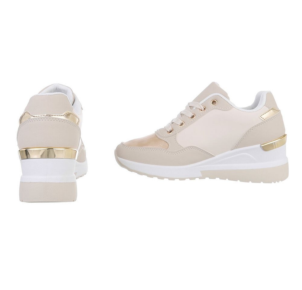 Ital-Design Damen Low-Top Freizeit Sneaker (88671650) Keilabsatz/Wedge Sneakers Low in Beige – Bild 5 von 5