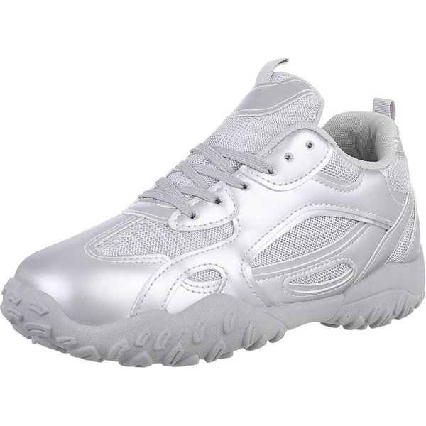 Ital-Design Damen Low-Top Freizeit Sneaker (88828406) Keilabsatz/Wedge Sneakers Low in Silber