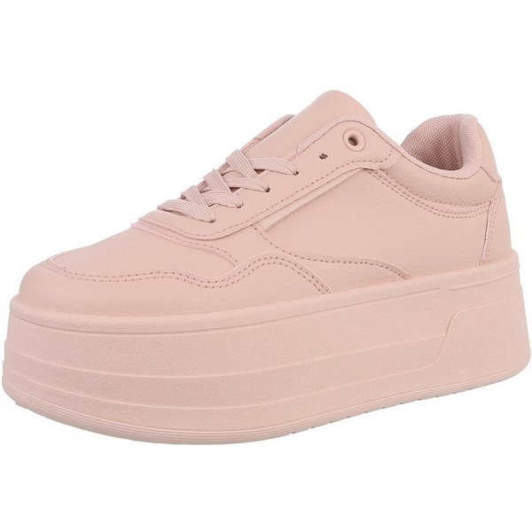 Ital-Design Damen Low-Top Freizeit Sneaker (88828682) Keilabsatz/Wedge Sneakers Low in Altrosa