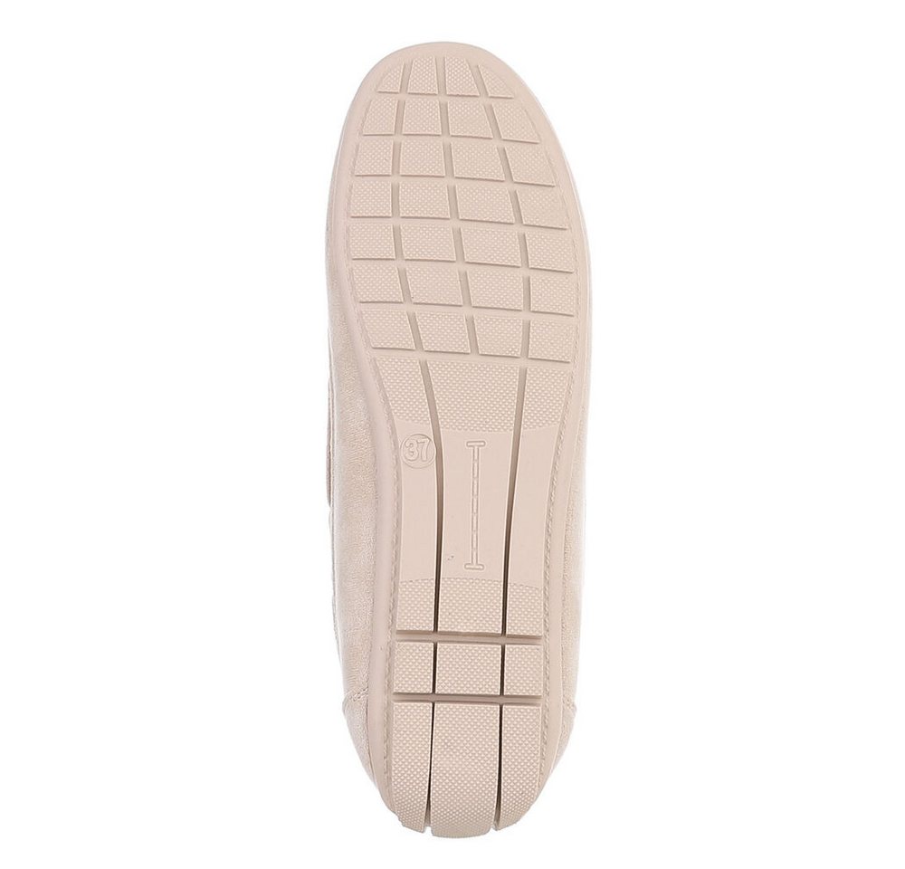 Ital-Design Damen Mokassin mit elegantem Design und optimalem Komfort Slipper (91261006) Flach Mokassins in Beige – Bild 3 von 5