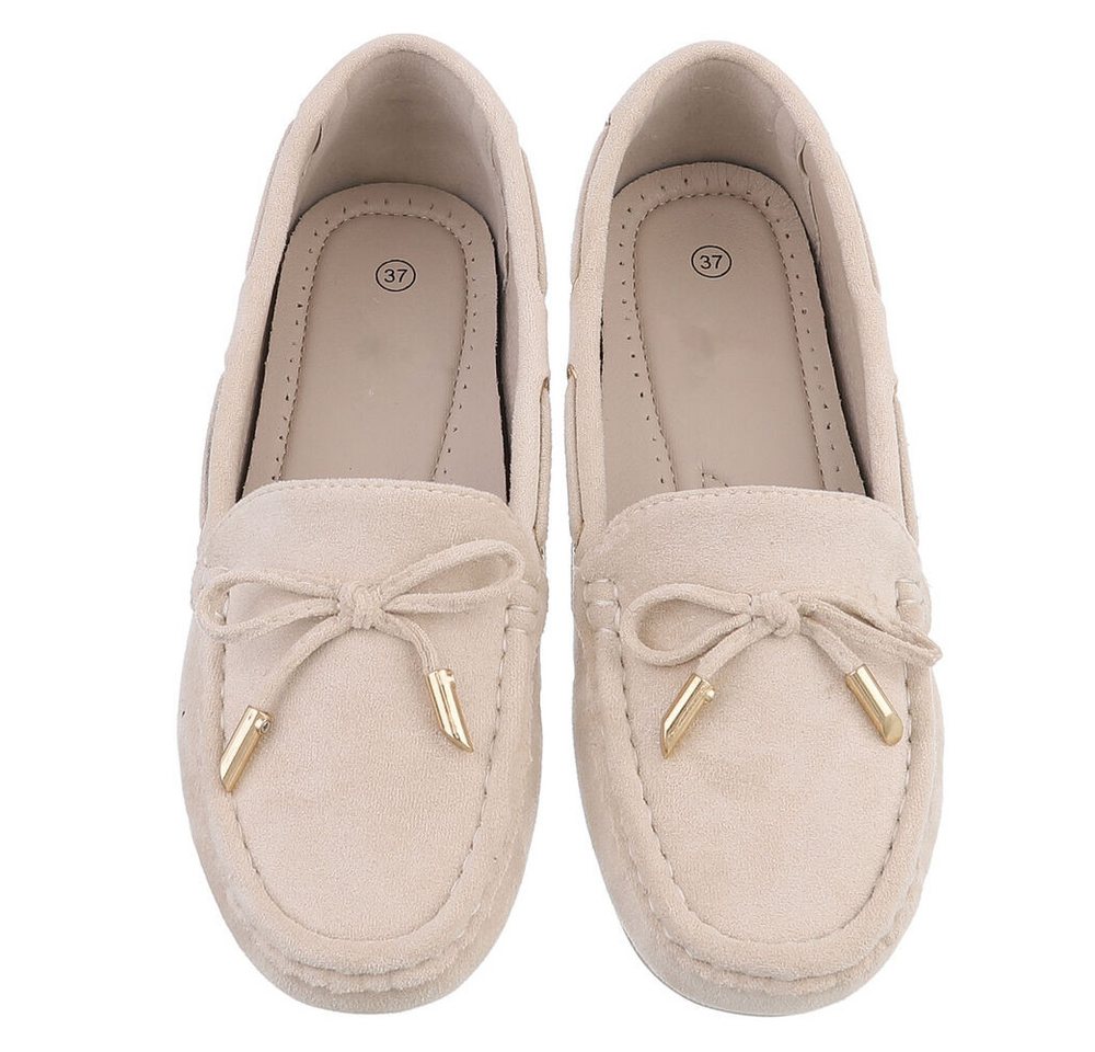 Ital-Design Damen Mokassin mit elegantem Design und optimalem Komfort Slipper (91261006) Flach Mokassins in Beige – Bild 4 von 5