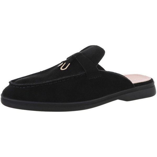 Ital-Design Damen Mules Freizeit Pantolette (86187994) Blockabsatz Pantoletten in Schwarz
