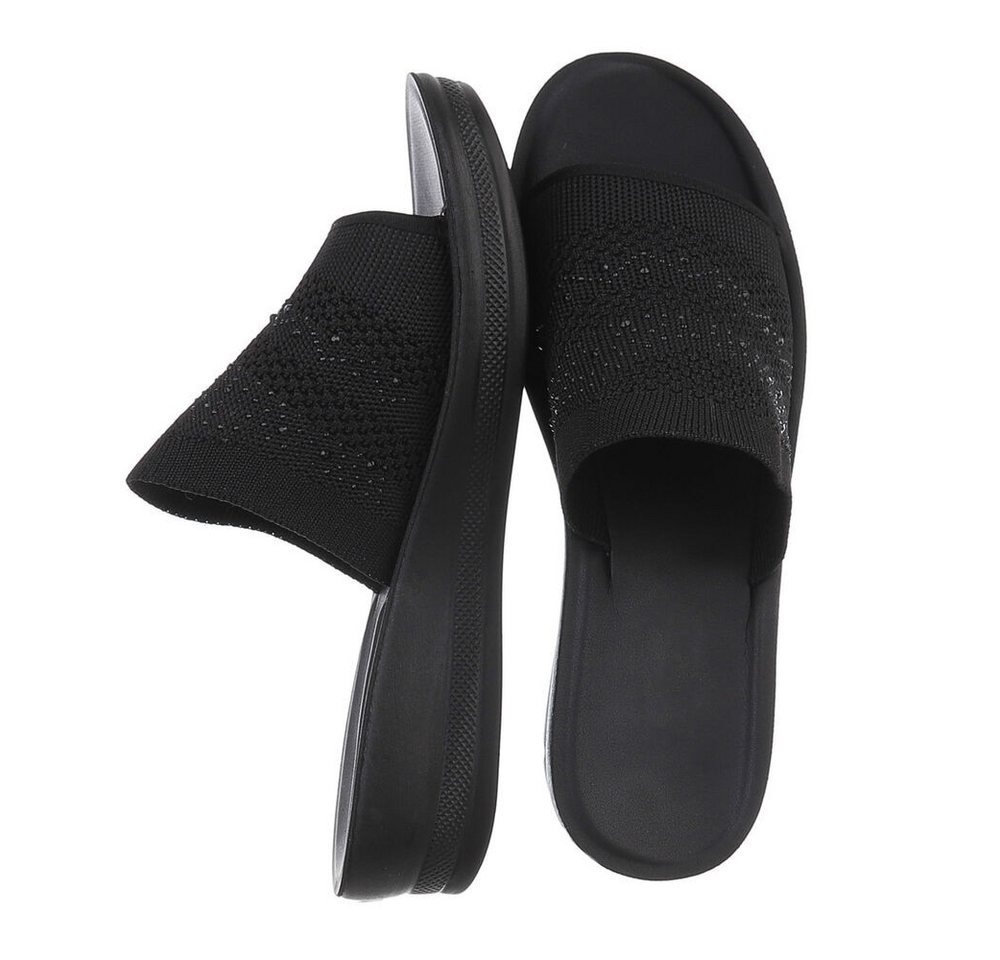 Ital-Design Damen Mules Freizeit Pantolette (86527305) Keilabsatz/Wedge Keilsandaletten in Schwarz – Bild 2 von 4