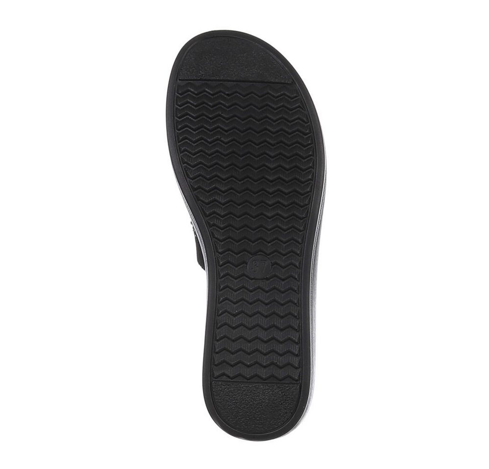 Ital-Design Damen Mules Freizeit Pantolette (86527305) Keilabsatz/Wedge Keilsandaletten in Schwarz – Bild 3 von 4