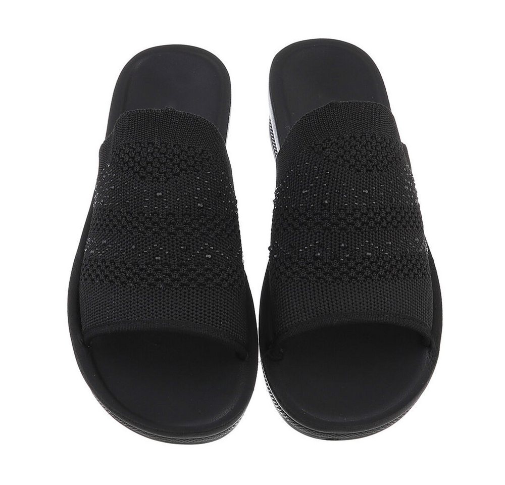 Ital-Design Damen Mules Freizeit Pantolette (86527305) Keilabsatz/Wedge Keilsandaletten in Schwarz – Bild 4 von 4