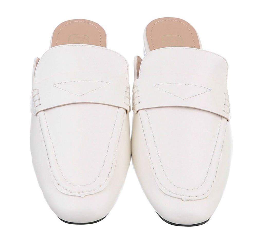 Ital-Design Damen Mules Freizeit Pantolette (88930357) Blockabsatz Pantoletten in Weiß – Bild 4 von 5
