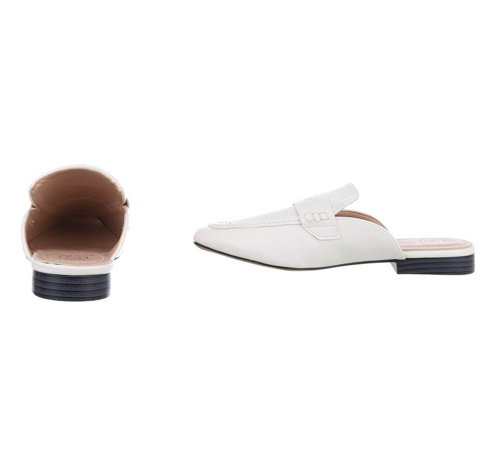 Ital-Design Damen Mules Freizeit Pantolette (88930357) Blockabsatz Pantoletten in Weiß – Bild 5 von 5