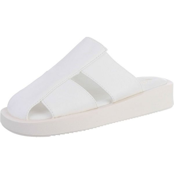Ital-Design Damen Mules Freizeit Pantolette Flach Pantoletten in Weiß