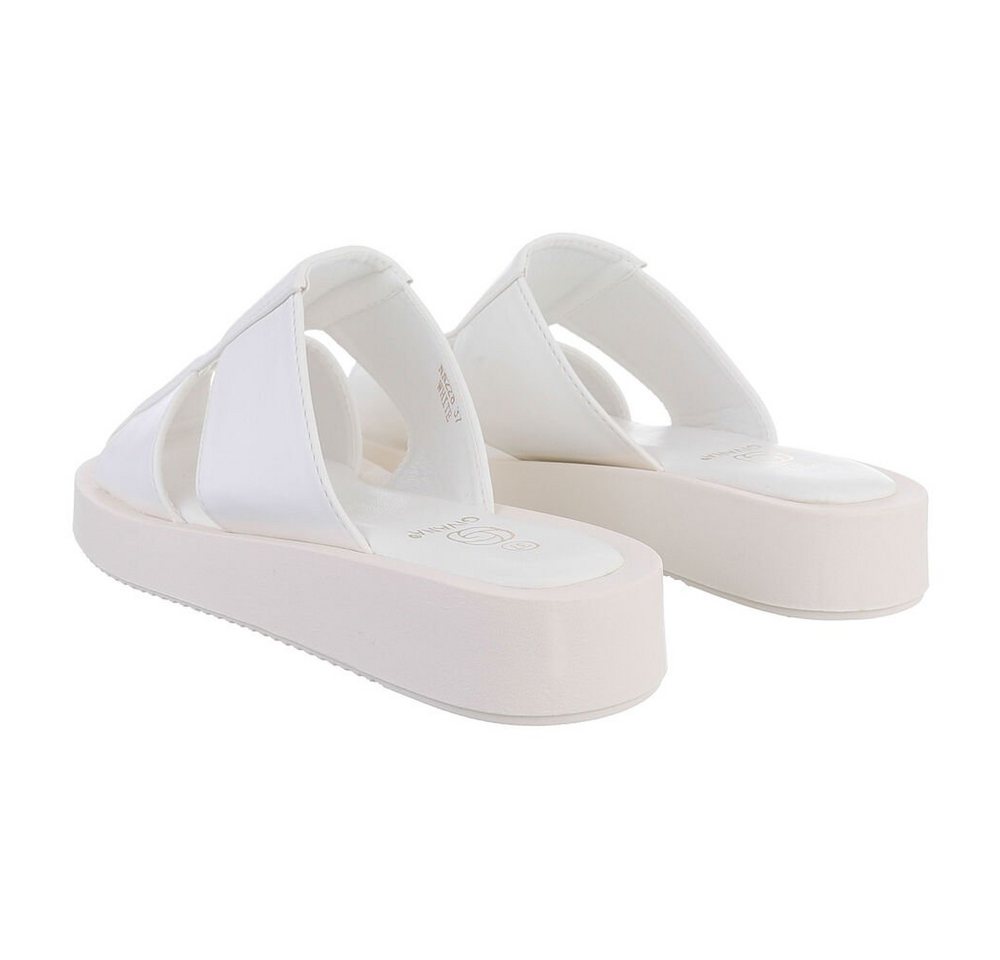 Ital-Design Damen Mules Freizeit Pantolette Flach Pantoletten in Weiß – Bild 3 von 4
