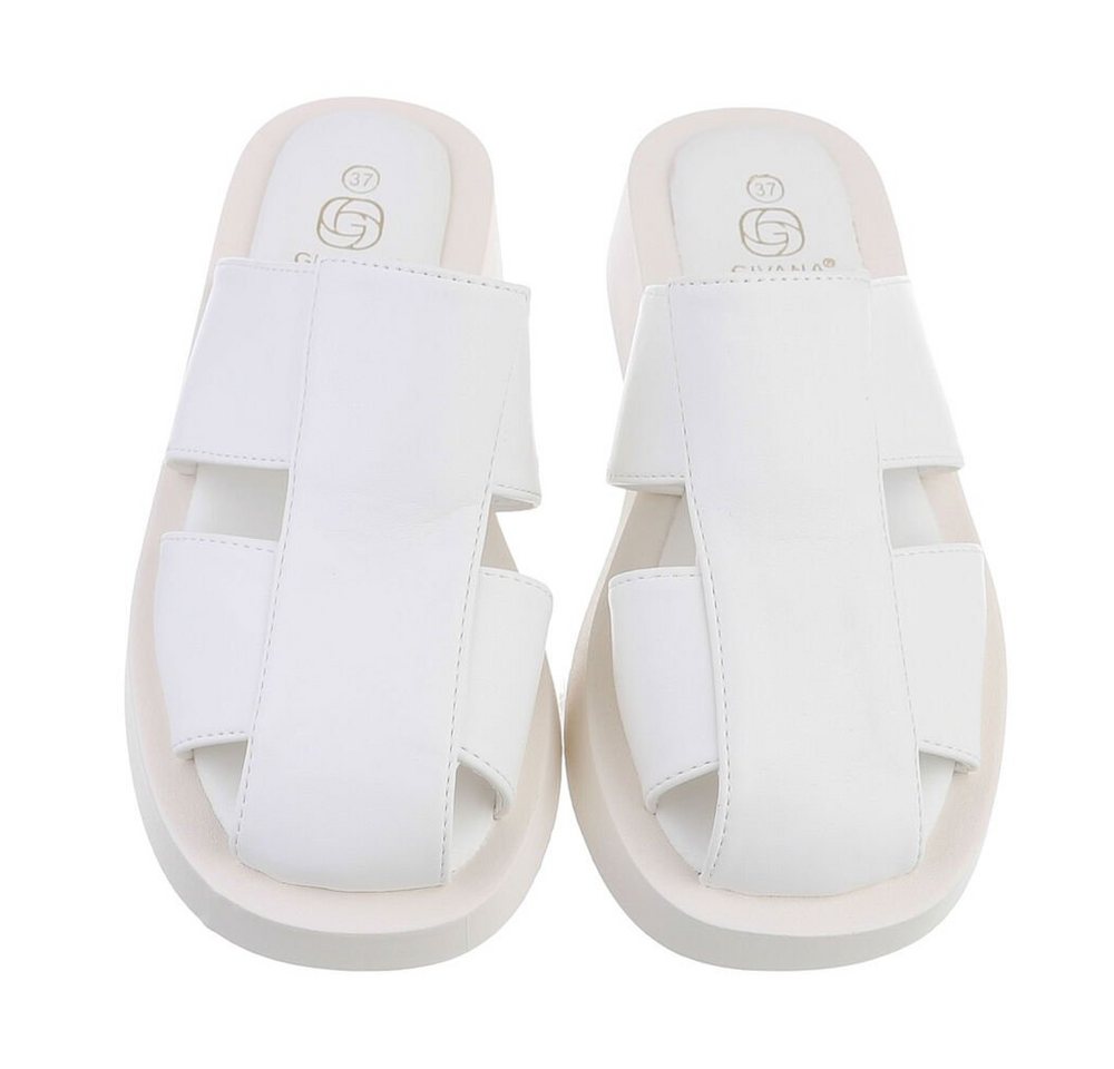Ital-Design Damen Mules Freizeit Pantolette Flach Pantoletten in Weiß – Bild 4 von 4