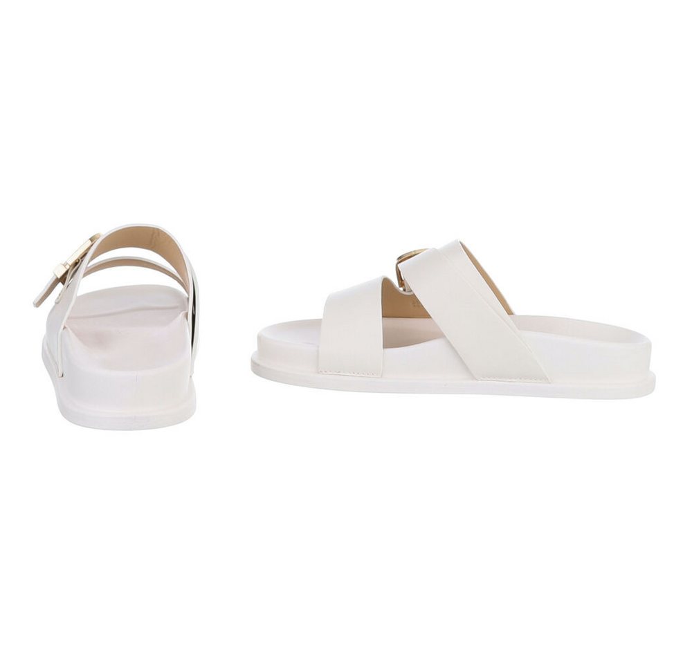 Ital-Design Damen Pantolette mit Schnalle, bequem und modern Pantolette (91971083) Flach Pantoletten in Weiß – Bild 5 von 5