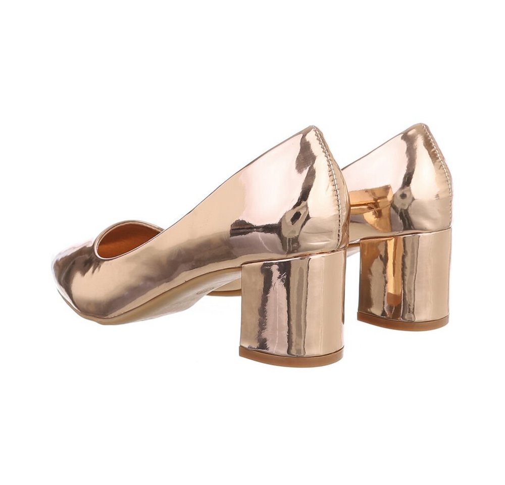 Ital-Design Damen Schlupfschuhe Elegant Pumps (83448157) Blockabsatz Klassische Pumps in Roségold – Bild 3 von 4