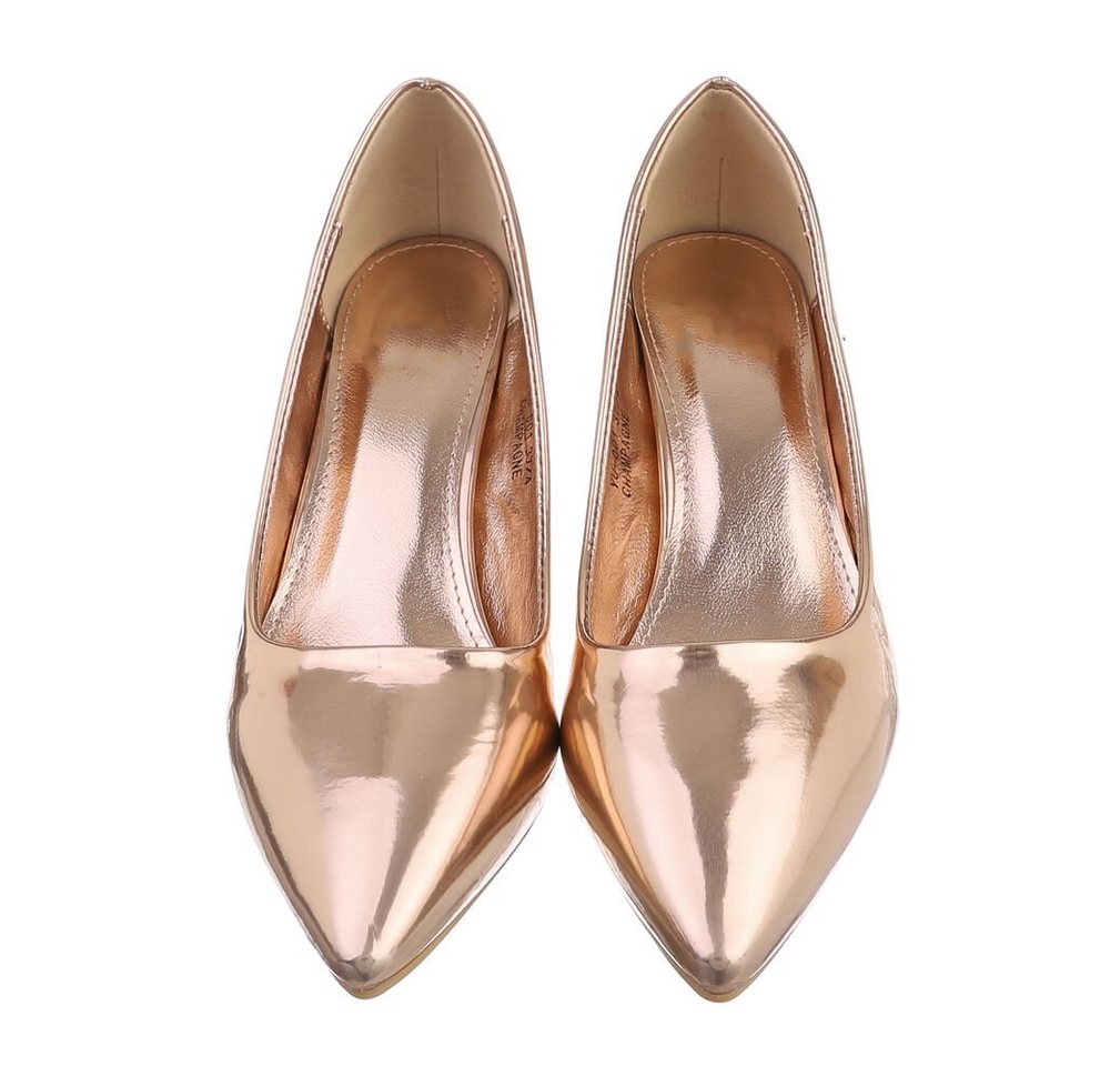 Ital-Design Damen Schlupfschuhe Elegant Pumps (83448157) Blockabsatz Klassische Pumps in Roségold – Bild 4 von 4