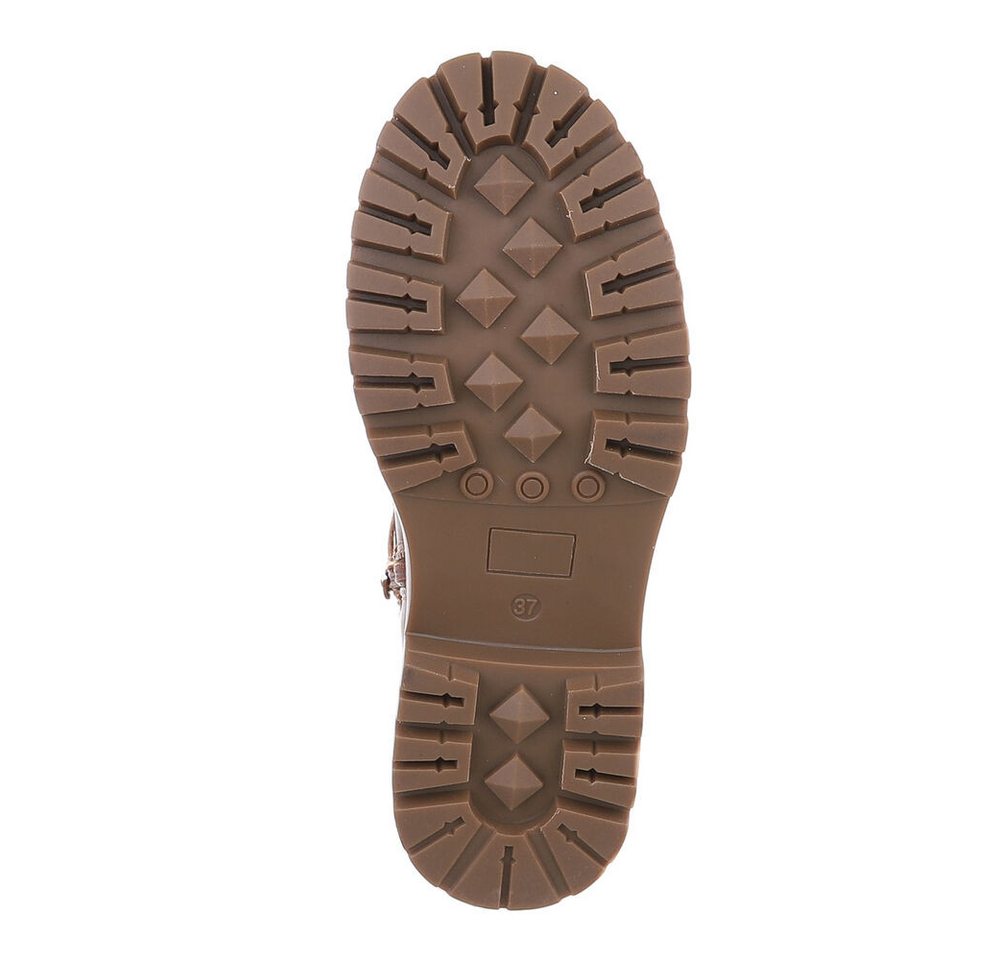 Ital-Design Damen Schnürschuhe Freizeit Stiefelette (87531901) Blockabsatz Schnürstiefeletten in Camel – Bild 3 von 5