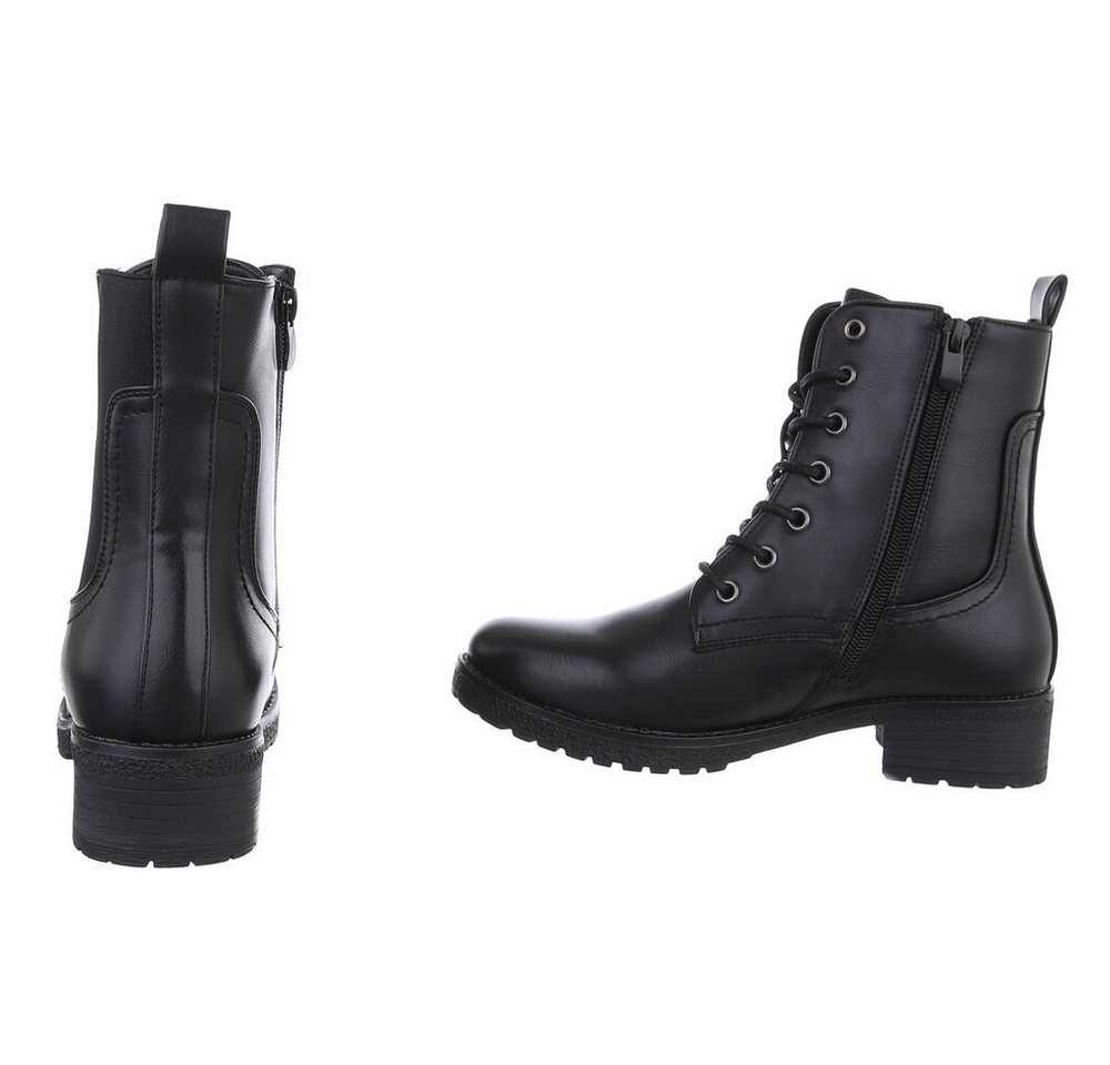 Ital-Design Damen Schnürschuhe Freizeit Stiefelette (87740313) Blockabsatz Schnürstiefeletten in Schwarz – Bild 5 von 5