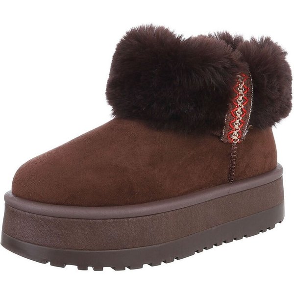 Ital-Design Damen Snowboots Freizeit Snowboots (87451998) Flach Stiefeletten in Braun