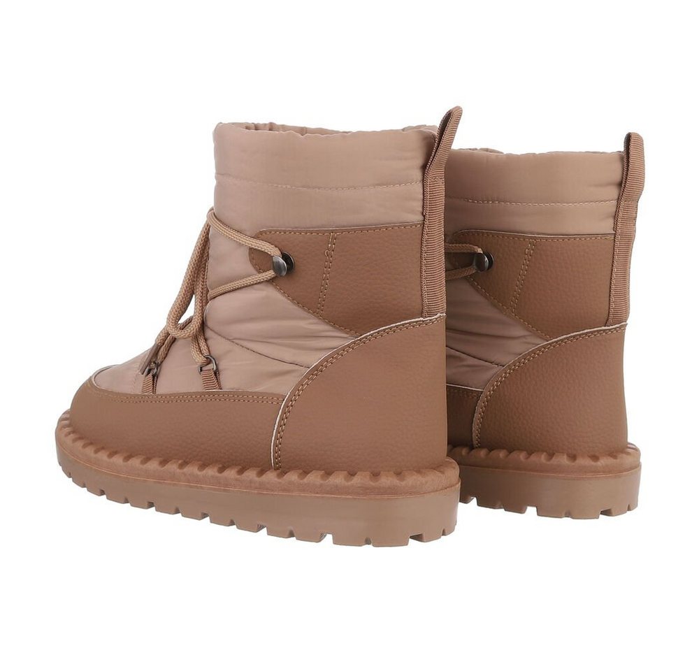 Ital-Design Damen Snowboots Freizeit Snowboots Flach Schnürstiefeletten in Hellbraun – Bild 3 von 4