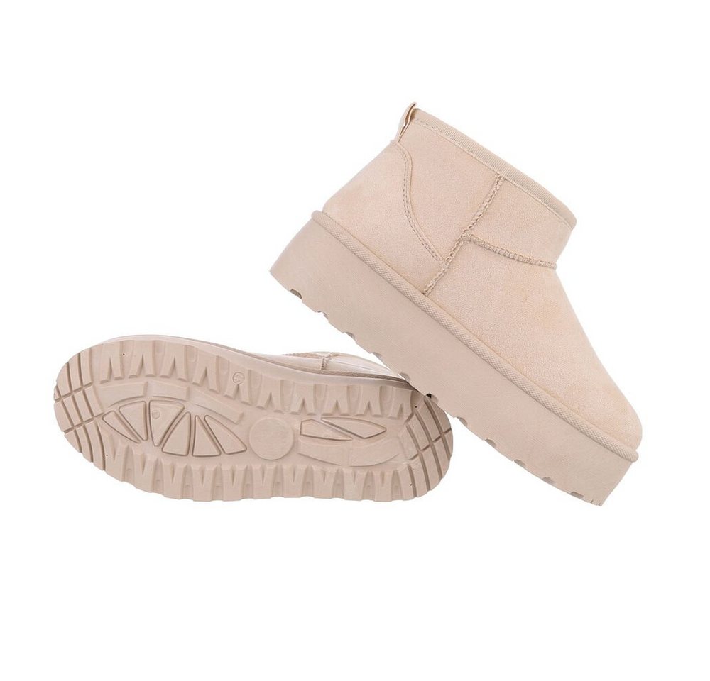 Ital-Design Damen Snowboots Freizeit Snowboots Plateaustiefeletten Snowboots (84338281) Flach Plateaustiefeletten in Beige – Bild 2 von 4