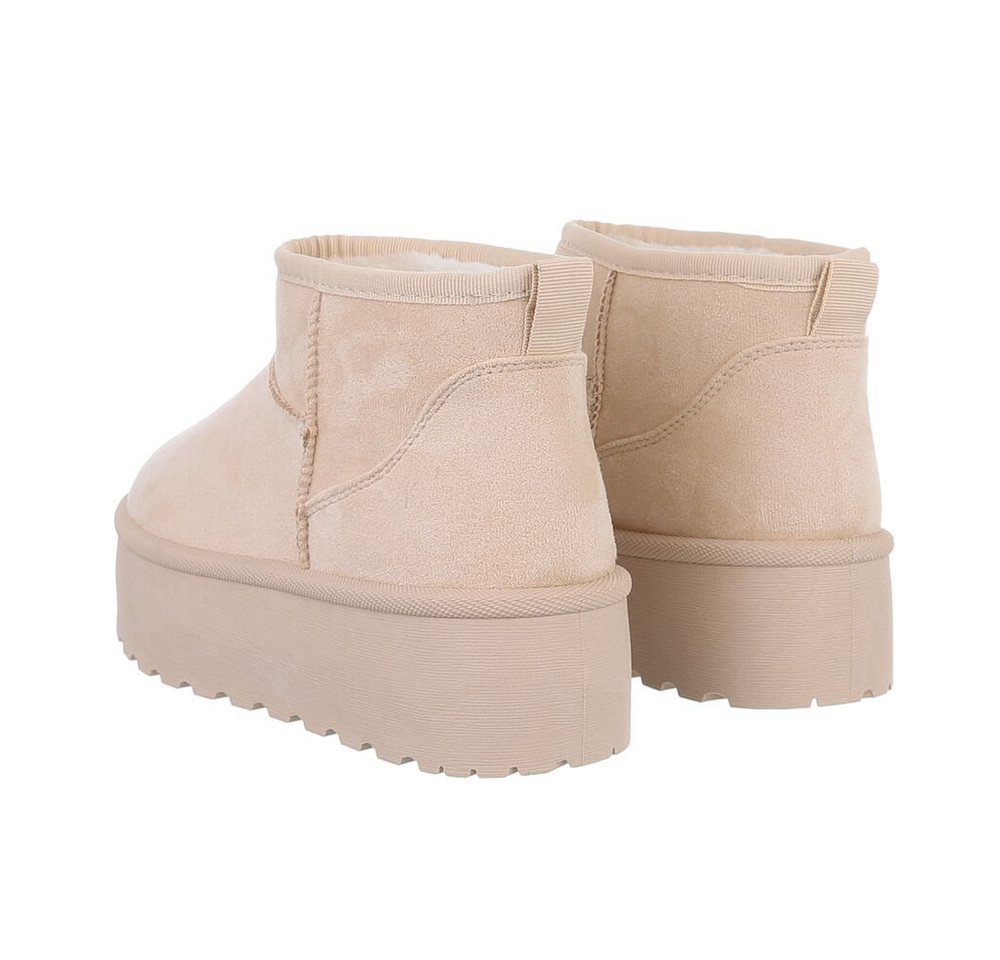 Ital-Design Damen Snowboots Freizeit Snowboots Plateaustiefeletten Snowboots (84338281) Flach Plateaustiefeletten in Beige – Bild 3 von 4