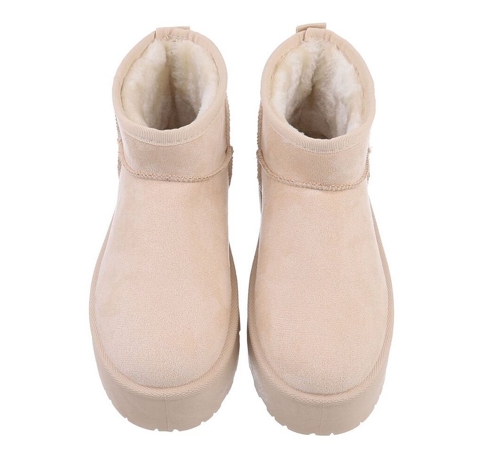 Ital-Design Damen Snowboots Freizeit Snowboots Plateaustiefeletten Snowboots (84338281) Flach Plateaustiefeletten in Beige – Bild 4 von 4