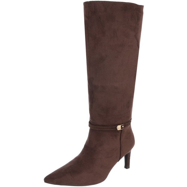 Ital-Design Damen Stiefelette mit Absatz und gerafftem Schaft Stiefel (92392270) Pfennig-/Stilettoabsatz Stiefel in Braun