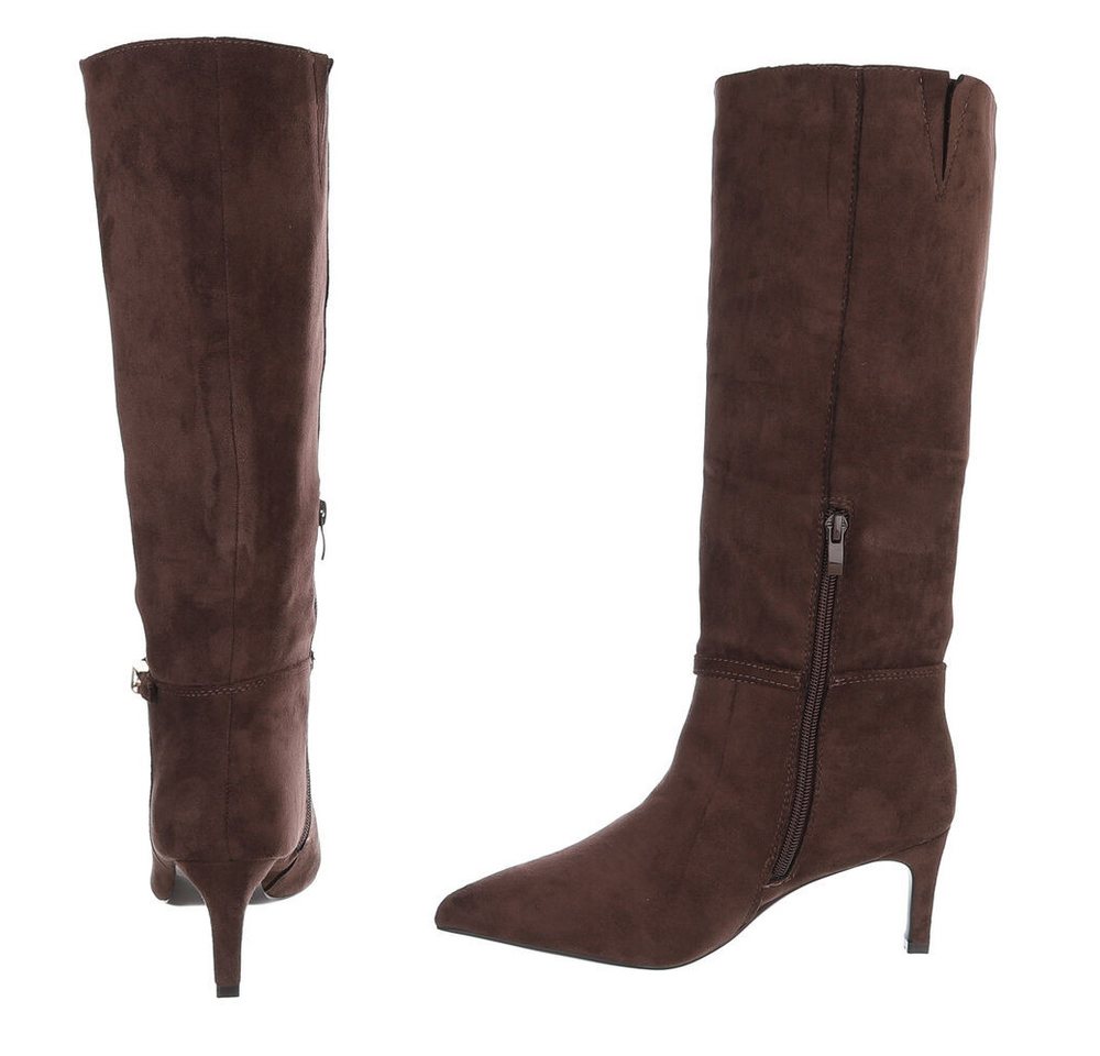 Ital-Design Damen Stiefelette mit Absatz und gerafftem Schaft Stiefel (92392270) Pfennig-/Stilettoabsatz Stiefel in Braun – Bild 5 von 5