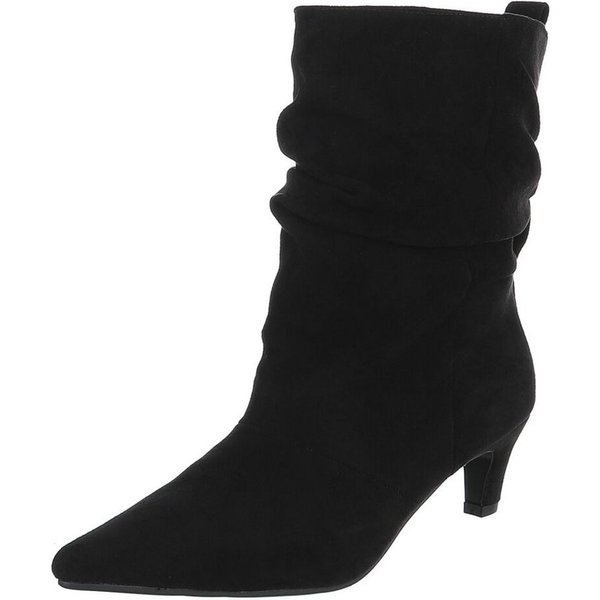 Ital-Design Damen Stiefelette mit Absatz und gerafftem Schaft Stiefel (92392255) Pfennig-/Stilettoabsatz Stiefel in Schwarz